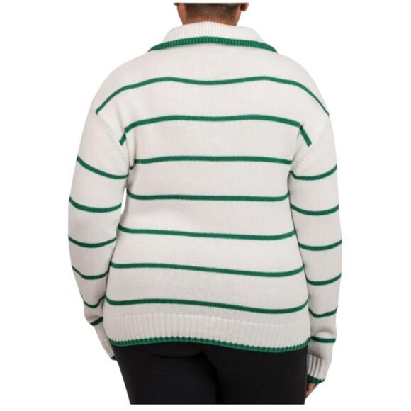 NEW United Colors of Benetton 1/4 Zip Sweater | Green - Picture 3 of 7